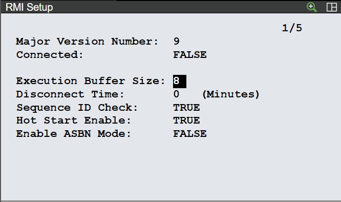 RMI Setup Screen.