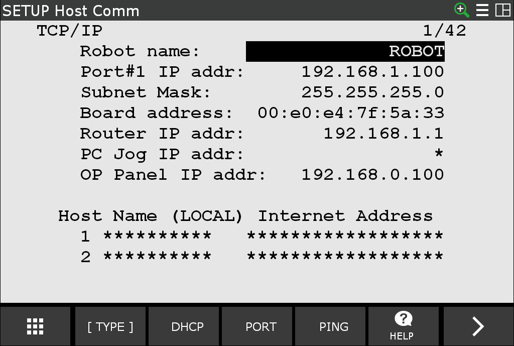 Configure robot's static IP.