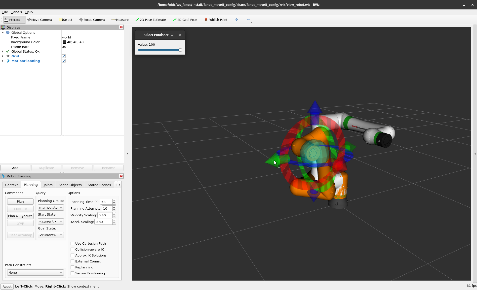 RViz view after moving IMarker.