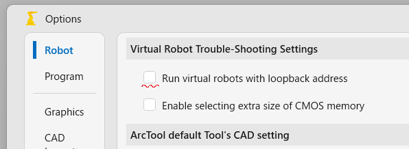 ROBOGUIDE loopback setting
