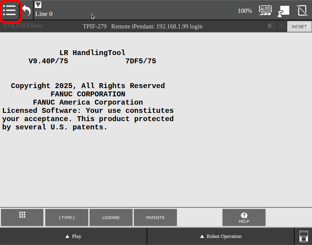 Click on three lines to open pendant side menu