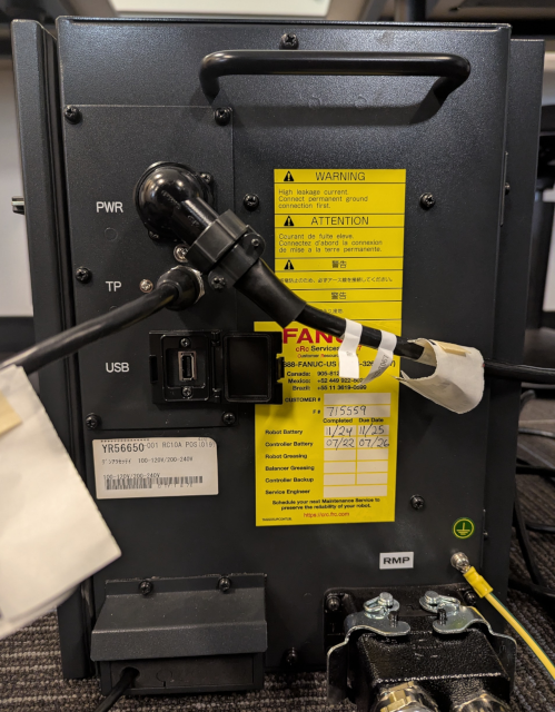 Robot controller connections.